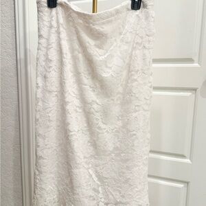 Cato White Floral Lace Pencil Skirt